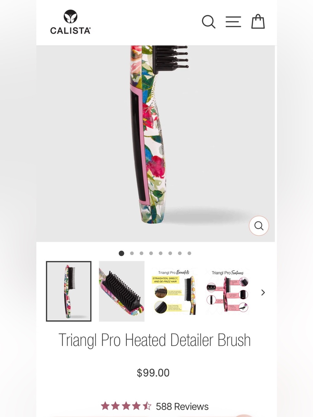 Calista Triangl Pro Heated Detailer Brush - Light Pink